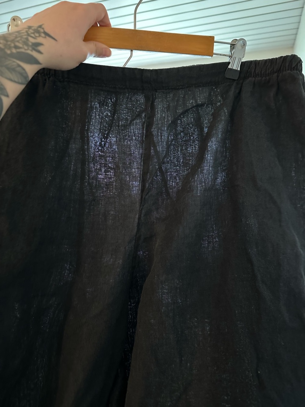 Flax Lagenlook Black Linen Basic Crop Pants Boho Cottagecore 2XL/3XL - Picture 5 of 6